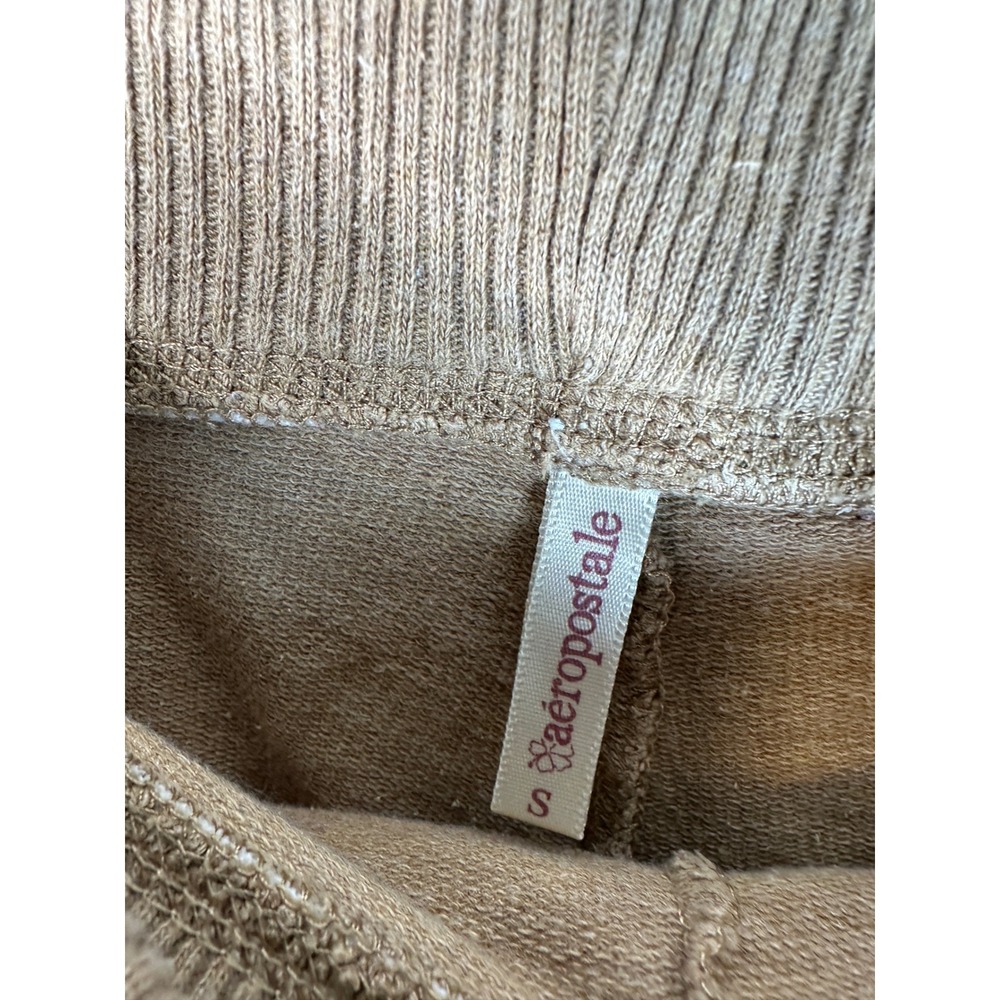 Aeropostale Hula Honeys Sweatpants Womens Small Tan Graphic Wide Leg Crop - Picture 3 of 7